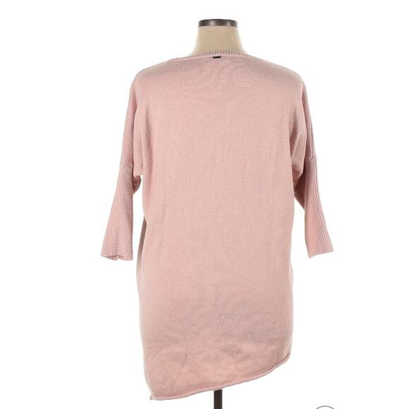 Mohito Sweater Dress Tunic Powder Pink Crew Neck Asymmetrical 3/4 Sleeve XL - Picture 2 of 6